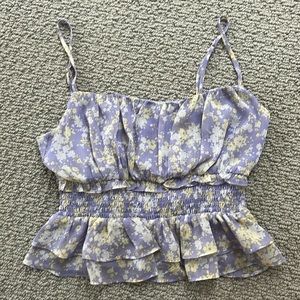Purple floral blouse